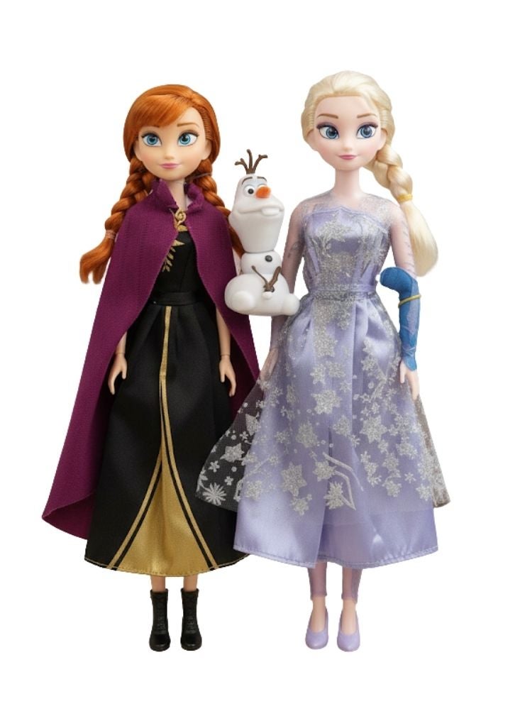 بريميم مجموعة دمى آنا وإلسا من فيلم فروزن مع رجل الثلج أولاف - دمى أزياء فاخرة بفساتين مفصلة - Image 1